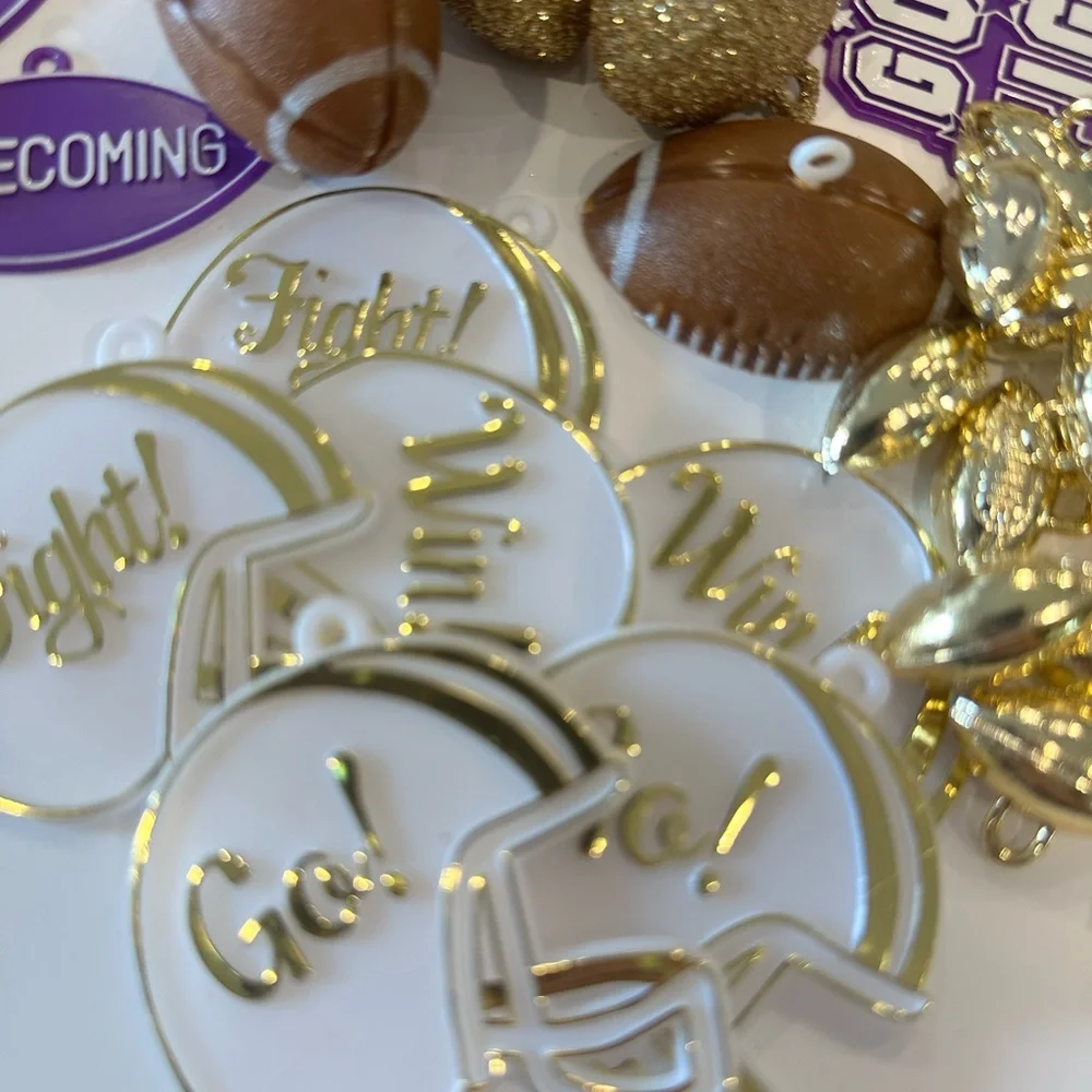 Homecoming Mum Garter Spirit Supplies Purple Gold Cheerleader Football LOT